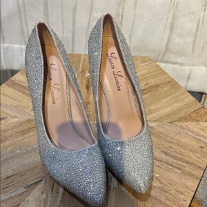 Lauren Larraine Silver Sparkle Heels